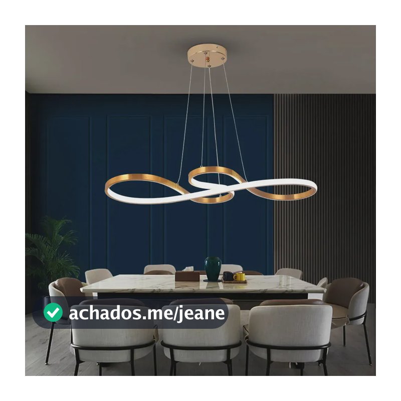 VOLTIS - Luminária Pendente Dourada LED 3 Cores Luminária moderna de 60W, 75CM perfeita para salas de estar, salas de jantar e quartos. Pendente Luminária Teto VOLTIS