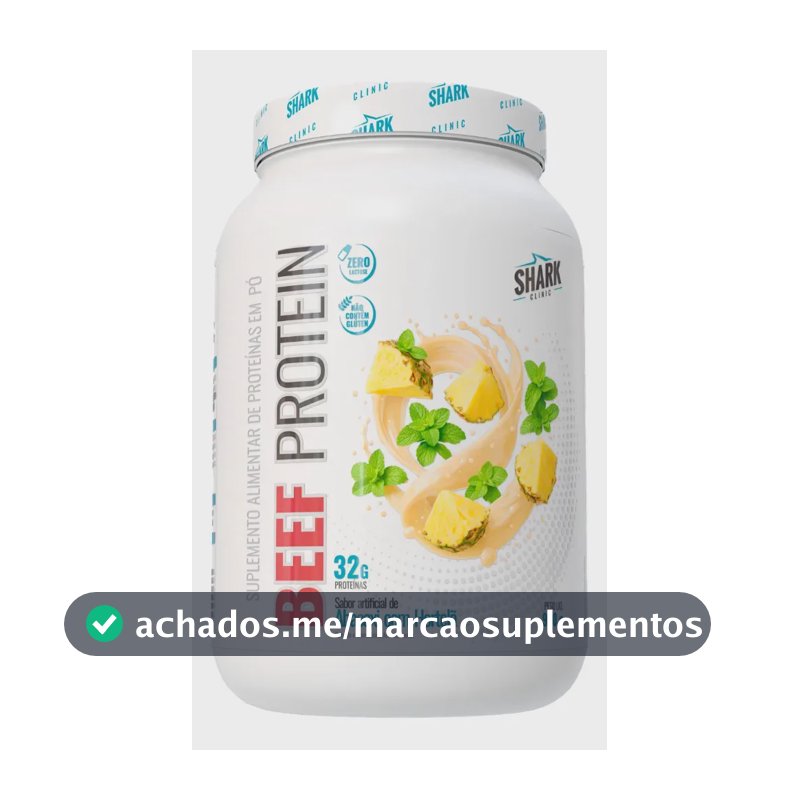 Proteína bovina isolada Shark Pro Whey Beef Zero Lac 900G em pó sabor Abacaxi com hortelã x 900g