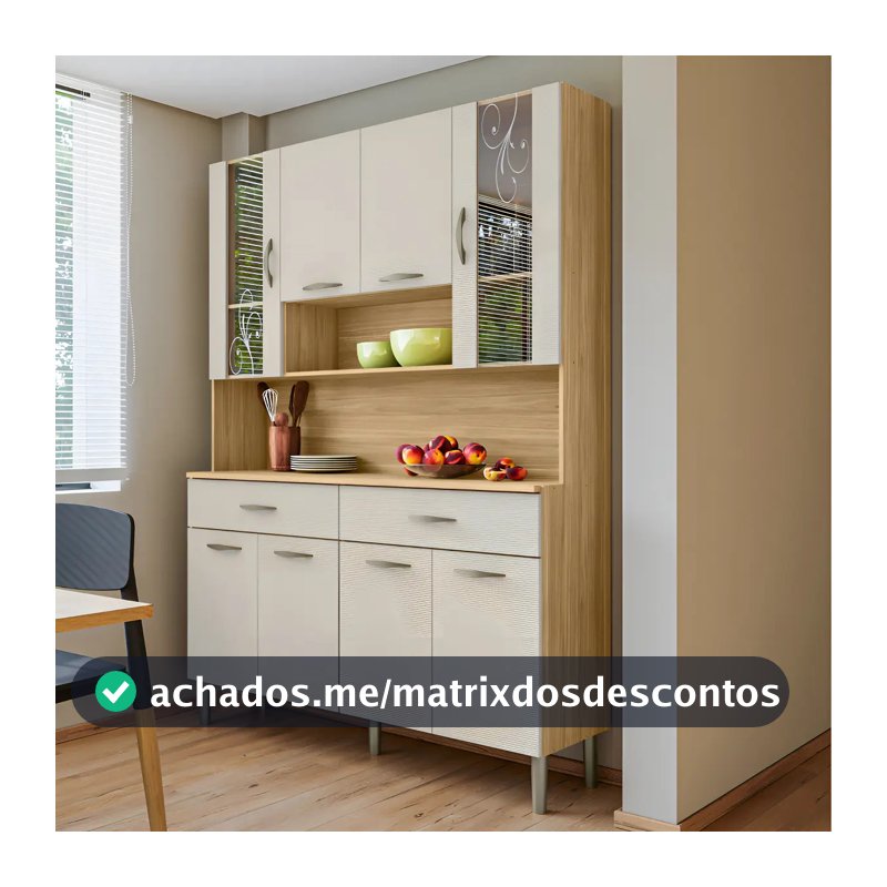 Armário De Cozinha 8 Portas 2 Gavetas Freijó/soft Ajwt