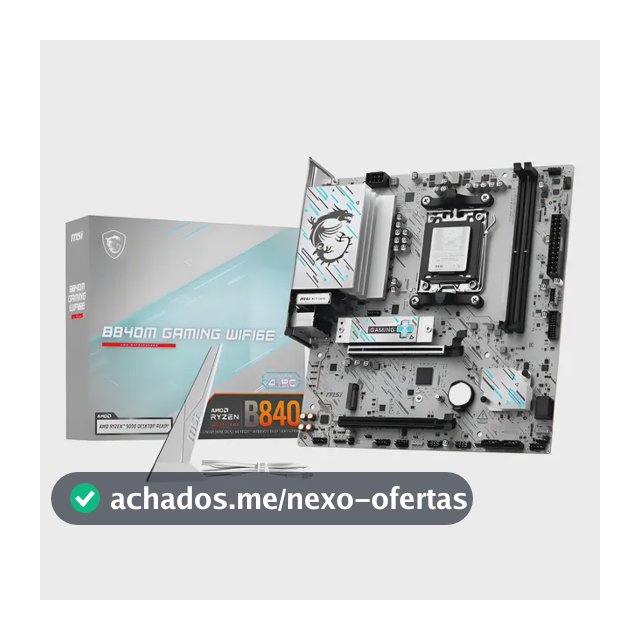 Placa Mãe Msi B840m Gaming Wifi6e Am5 2xddr5 Amd B840 Matx Cor Branco