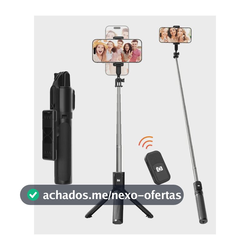 Tripé Para Celular Inova com Bastão de Selfie e Bluetooth, Ajustável 100 cm
