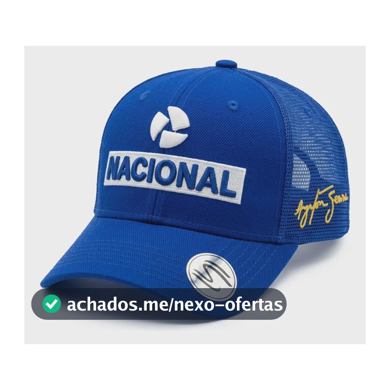 Boné Nacional Ayrton Senna Aba Curva Trucker Retrô Telinha. Azul Único