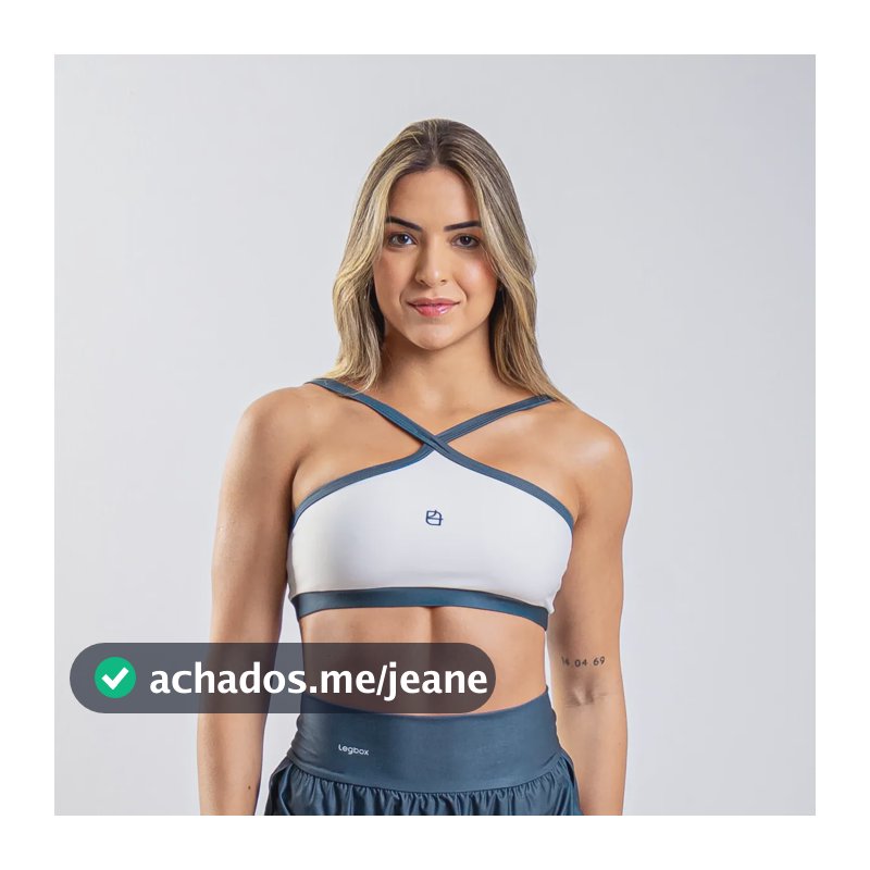 Top Twist Legbox Feminino Original Alta Sustentação Fitness Branco E Grafite Liso P
