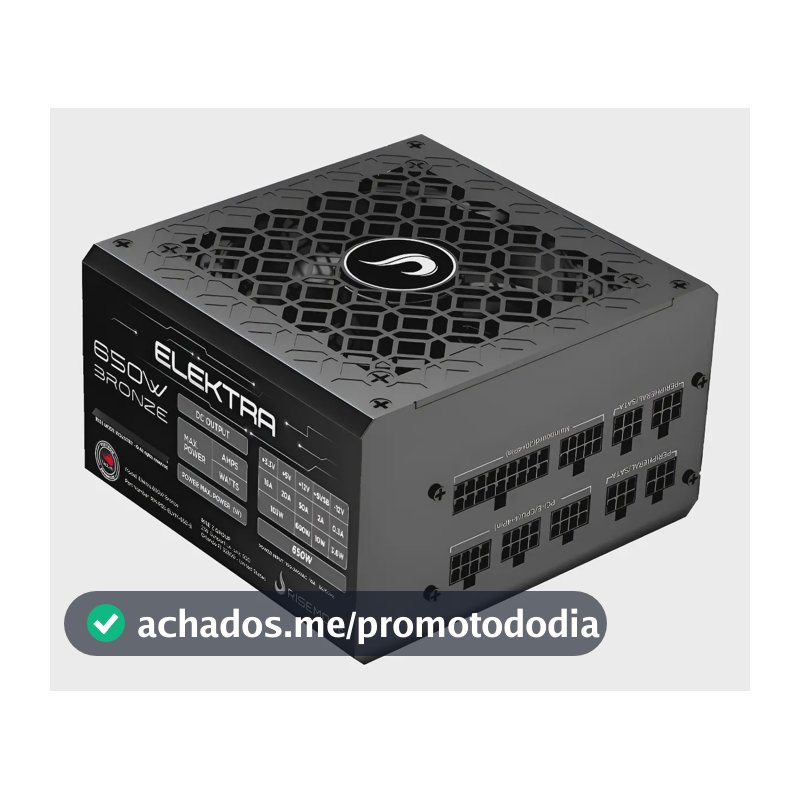 Fonte Gamer Rise Mode Elektra 650w Full Modular Selo Teclab Preto