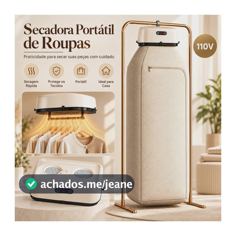 Secadora De Roupas Portátil Por Ar Quente Secador De Roupas Secador Rápido Roupas Camisa Calça Blusas Jeans Vestido Elétrica 7kg Branco AQPI