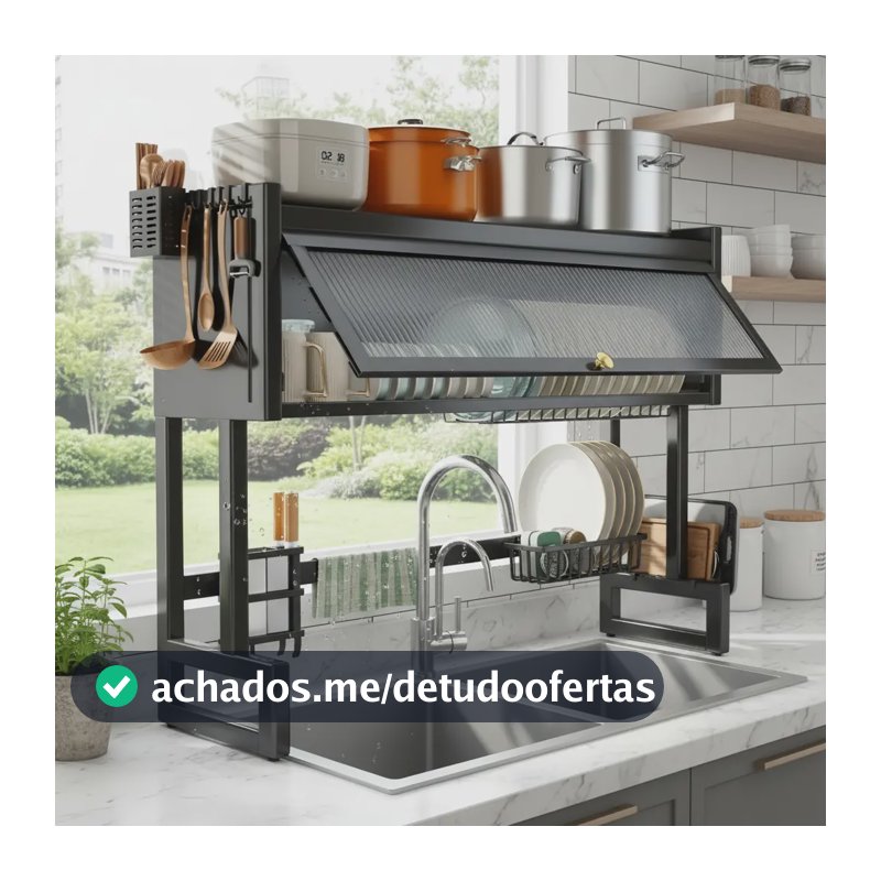 Escorredor De Louça Cozinha Pratos Organizador De Pia 65cm Preto