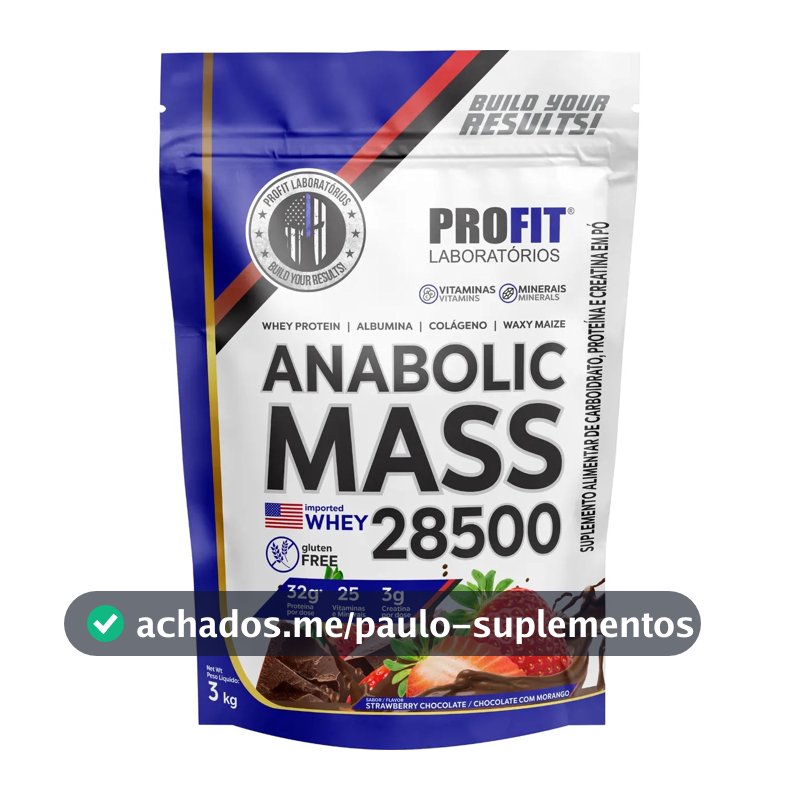 Anabolic Mass 28500 3kg Suplemento Profit Labs Sabor Sensação
