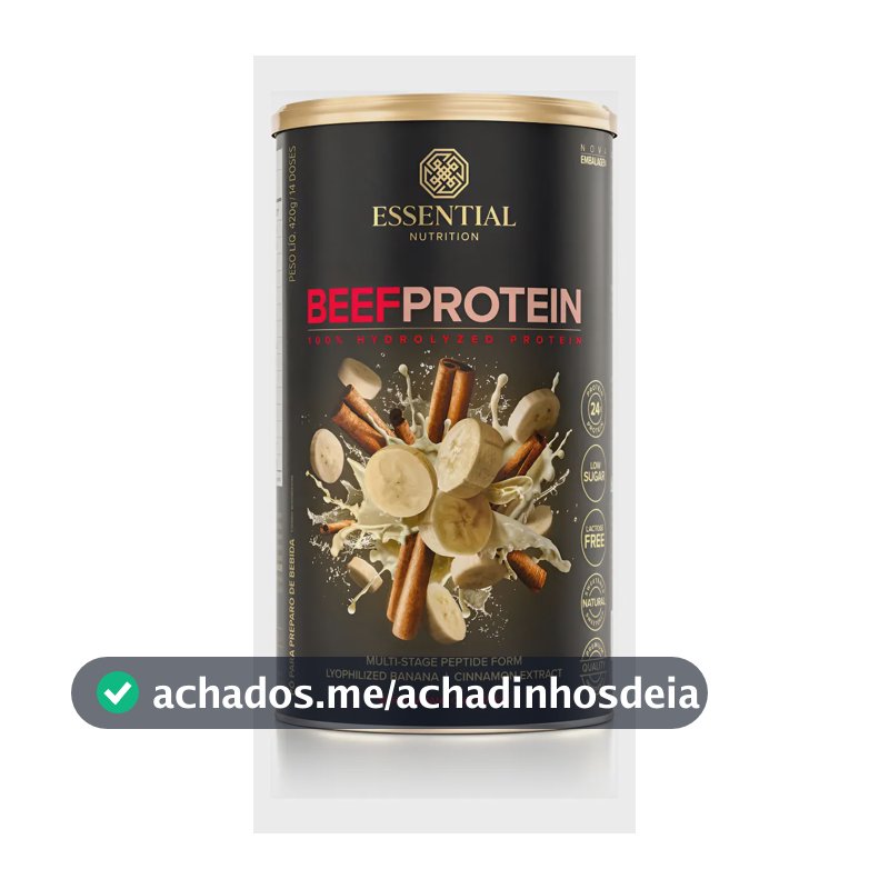 Beef Protein (480g) Essential Nutrition -banana Com Canela Sabor Banana com canela