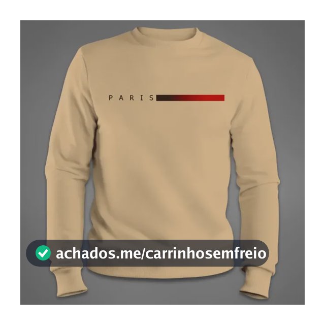 Moletom Masculino Gola Redonda Flanelado Blusa Paris