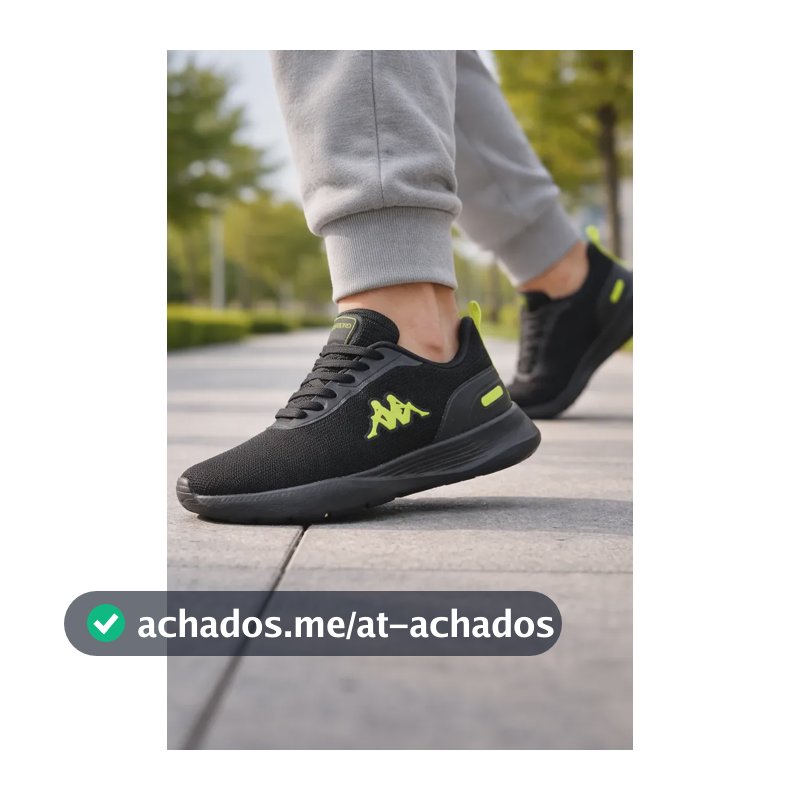 Tenis Kappa Treviso Original Unissex Confortável Academia Preto-amarelo-limão 41 Br