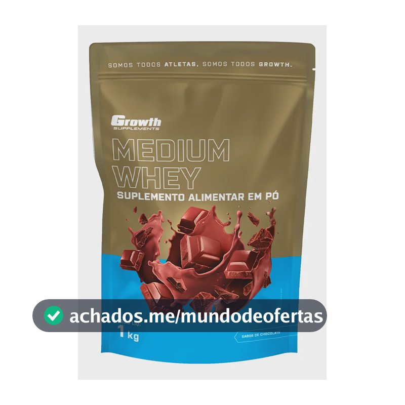 Whey Protein Medium 1kg Growth Supplementos - Chocolate