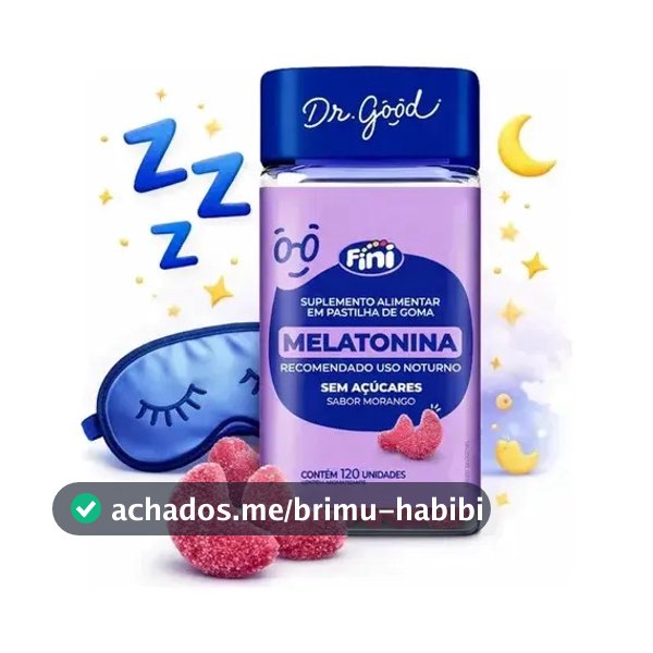 Melatonina Fini: Gomas Para Com Sabor Morango, Veganas e Sem Glúten - 120 Unidades