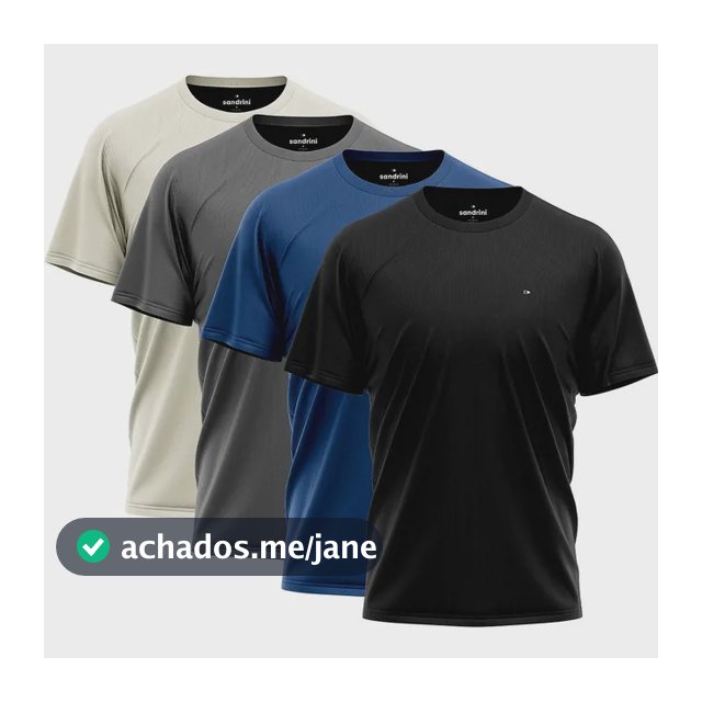 Kit 4 Camiseta Dry-fit Sandrini Masculina Academia Caminhada