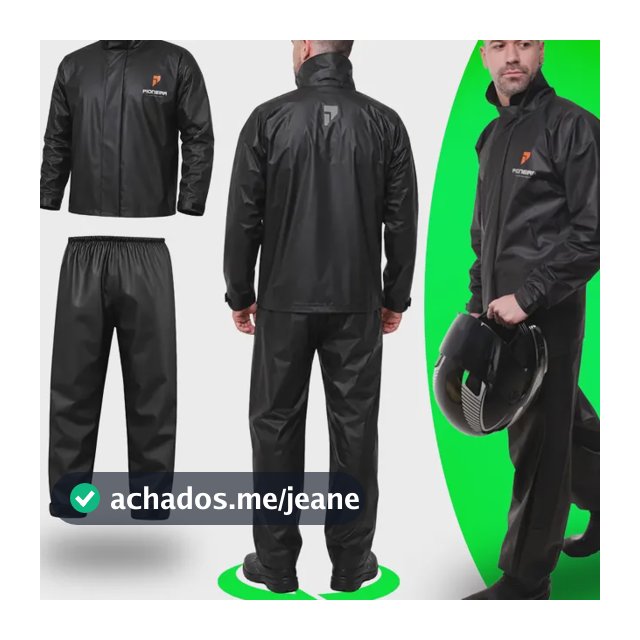 Capa De Chuva Moto Pioneira Impermeável Pvc Motoqueiro Frio Preto Com Laranja Masculino - Gg
