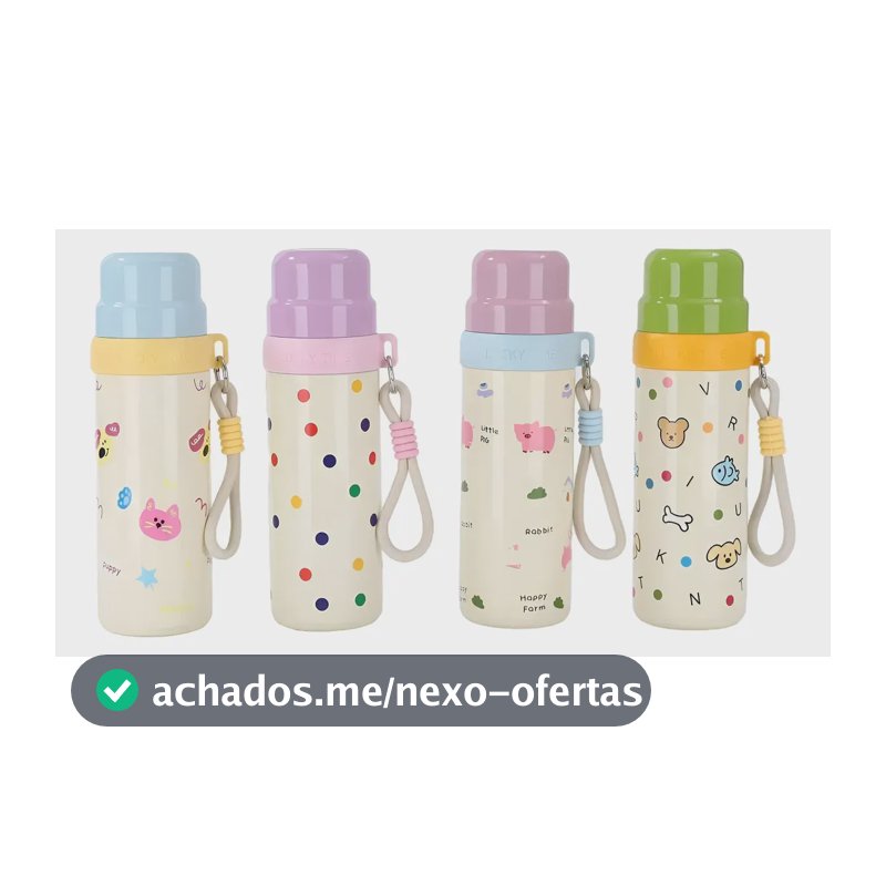 Garrafa Térmica Infantil 500ml Escolar Vacumm Alça + Copo