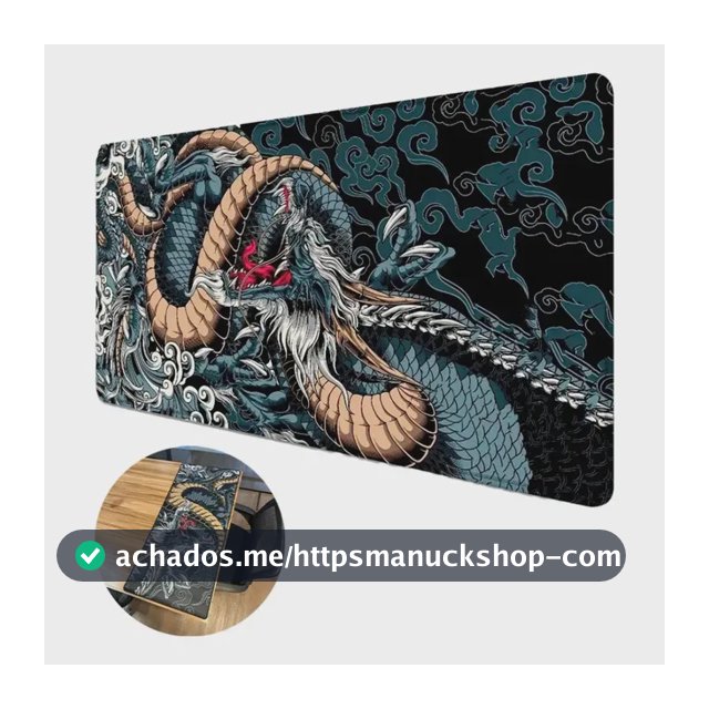 Mousepad Gamer Dragão 70x35cm Antiderrapante Eletroyou Azul-escuro Dragão