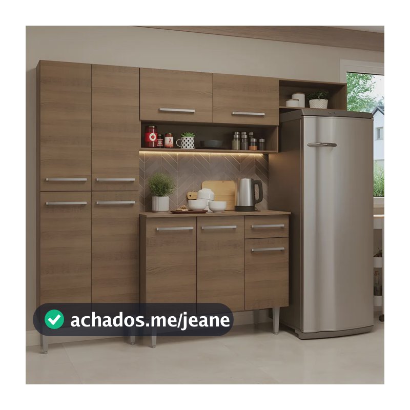 Armário De Cozinha Completa 229cm Emilly Madesa 016 Cor Rustic