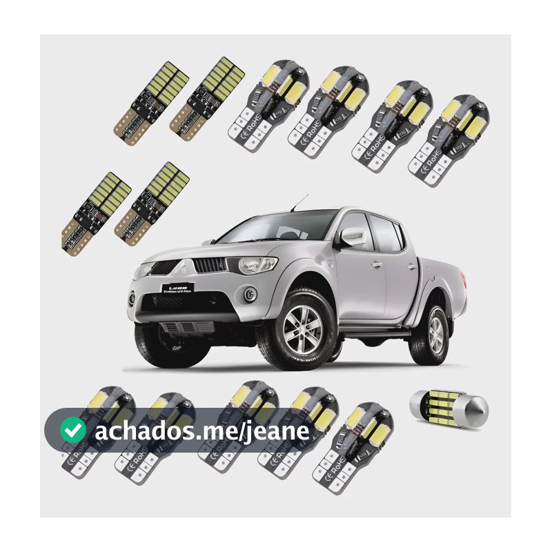 Kit Lampadas Led Premium L200 Triton Teto Placa Ré Farolete L200 - Branco
