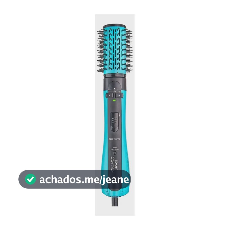 Escova Rotativa Bivolt Rotating Hyaluronic Conair Cor Preto E Azul