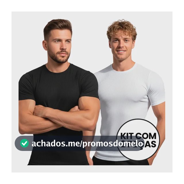 Kit 2 Camisetas Americana Canelada Textura Justa Básica Lisa Preto E Branco Liso G Ribana
