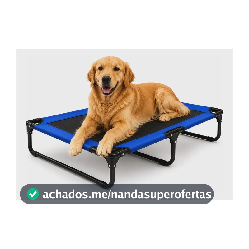 Cama Suspensa Elevada Cachorro Grande Até 50kg Maat Brand Preto Retangular