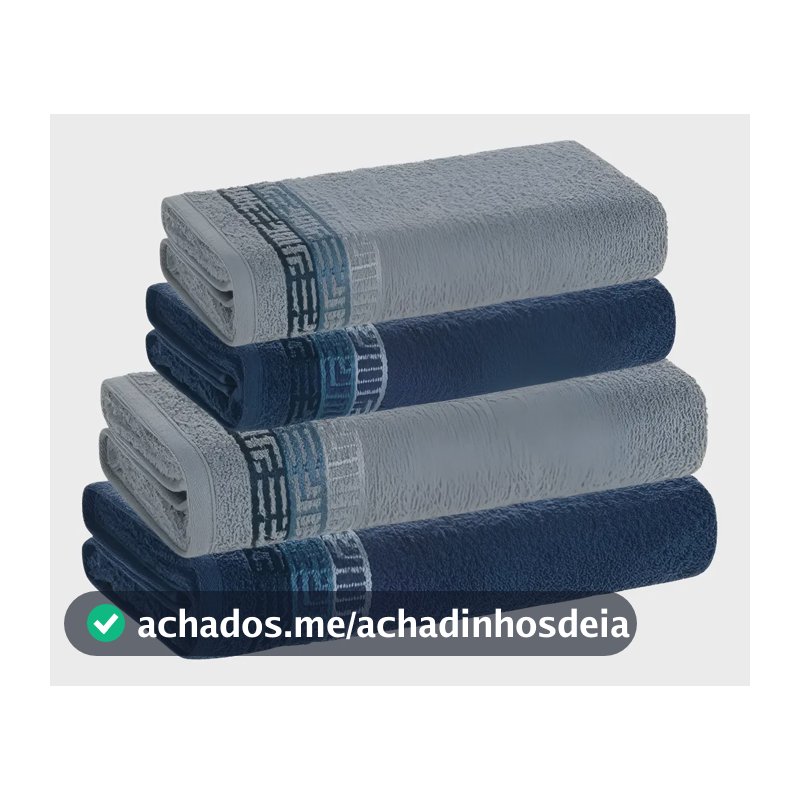 Jogo De Toalhas 4 Pçs Fio Cardado 100% Algodão Bosco Karsten Azul Serena/ Azul Naval Bosco