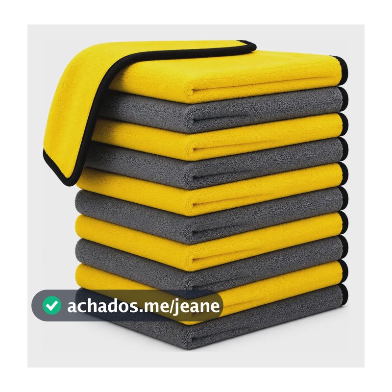 Kit 10 Toalha De Microfibra 30x30cm Automotiva Alta Absorção Amarelo