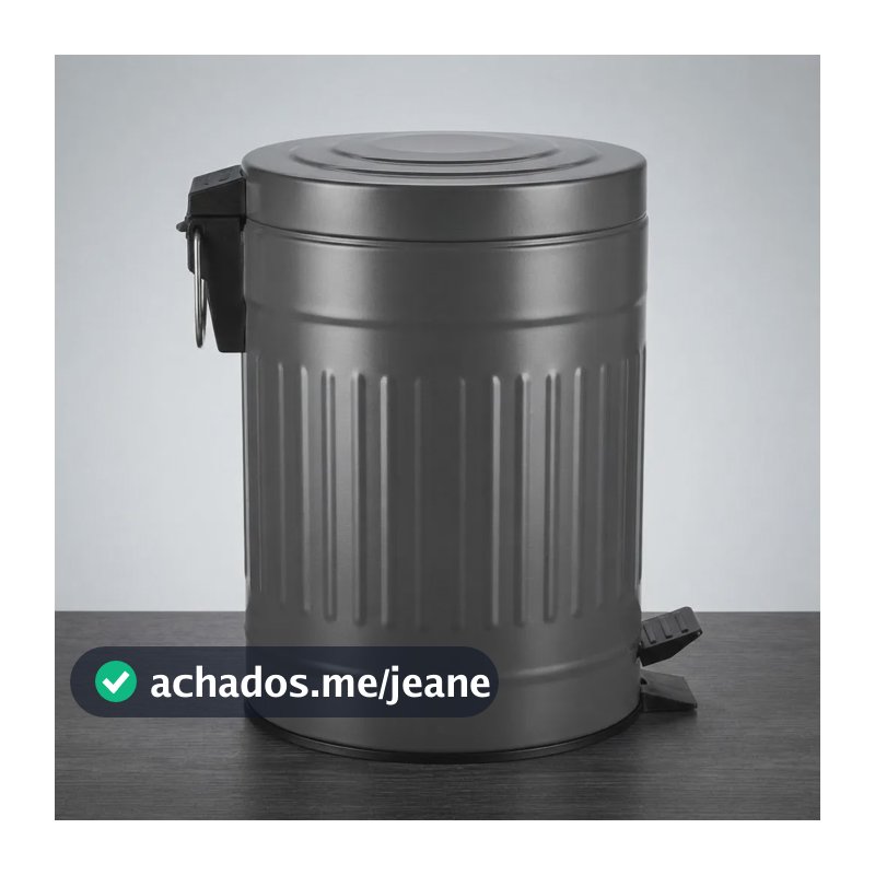 Lixeira Retrô Preta 5l Inox Cozinha Banheiro Escritório Mor Preto