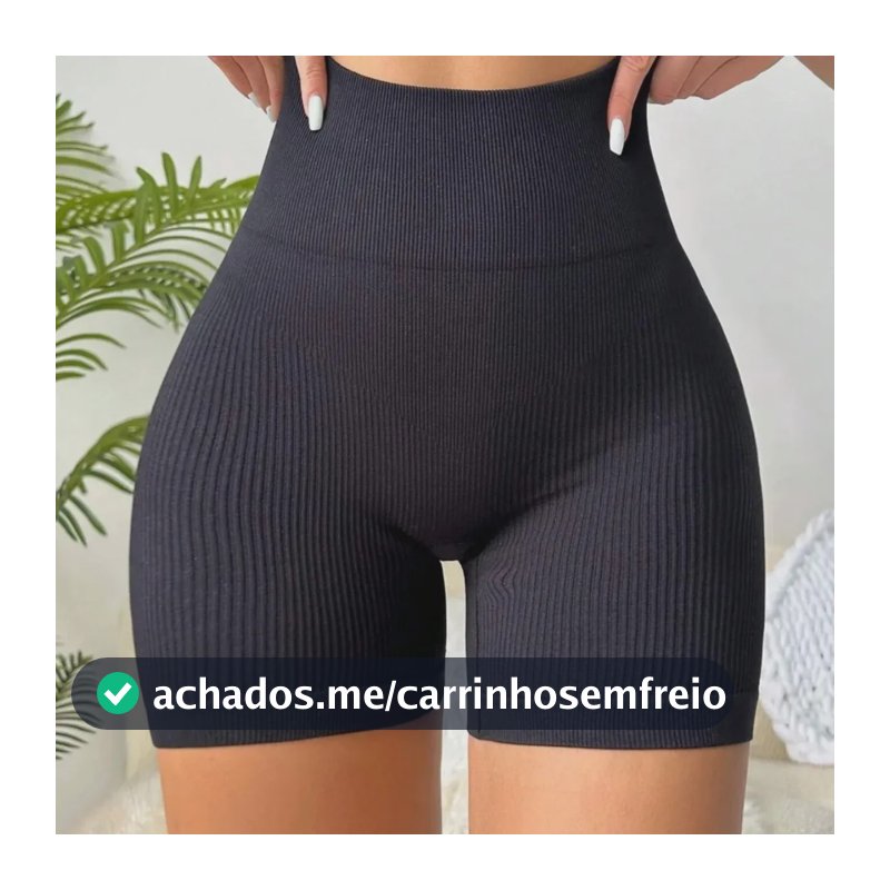 Shorts Canelado Fitness Academia Feminino Confortável Preto M