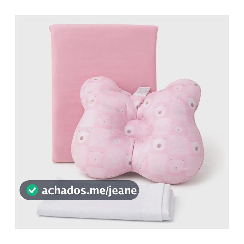 Kit Travesseiro Bebê Anti Sufocante com Fronha e Almofada Anatômica para Plagiocefalia