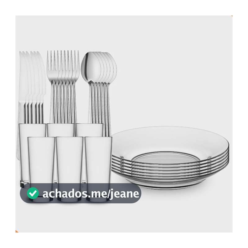 Aparelho De Jantar 30 Peças 6 Pratos 6 Copos E Talheres Inox