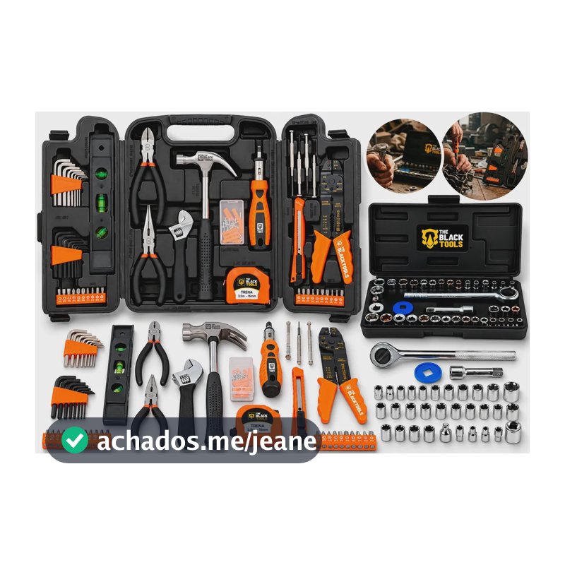 Kit De Ferramentas Profissional Completo 169 Peças Chaves Alicates Soquetes Com Maleta TBK169P The Black Tools