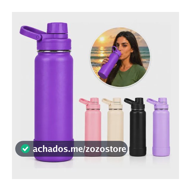 Garrafa De Água Térmica 800ml Squeeze Para Academia Esporte Violeta