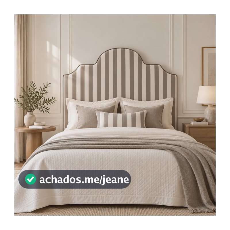 Cabeceira Casal Estofada Provençal /tachas/debrum-promocão! Pearl Stripe - Hanover