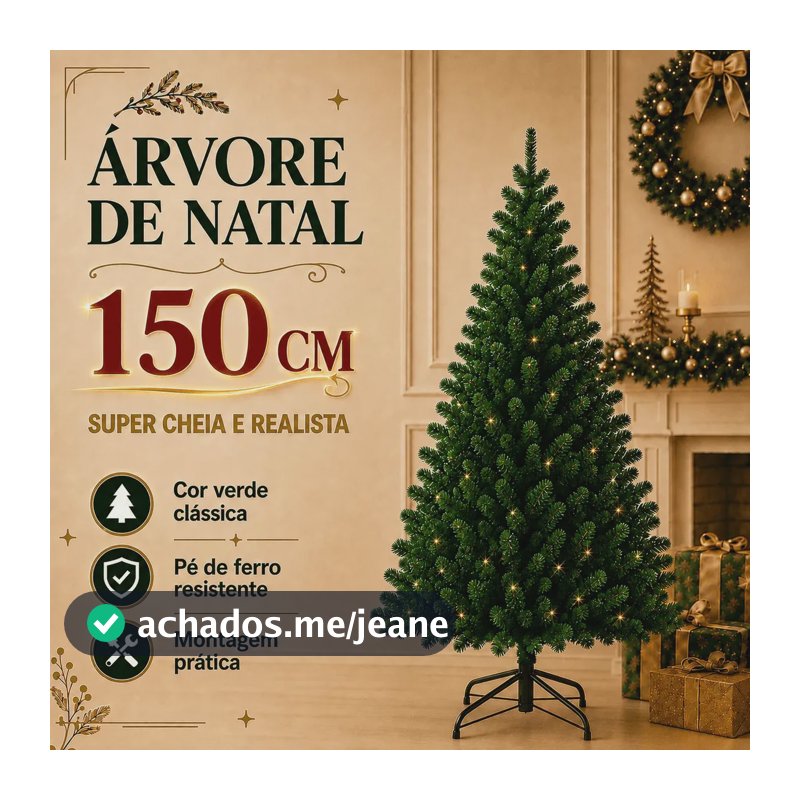 Taira Home Árvore De Natal Alemã Verde 1,50m 560 Galhos Pinheiro