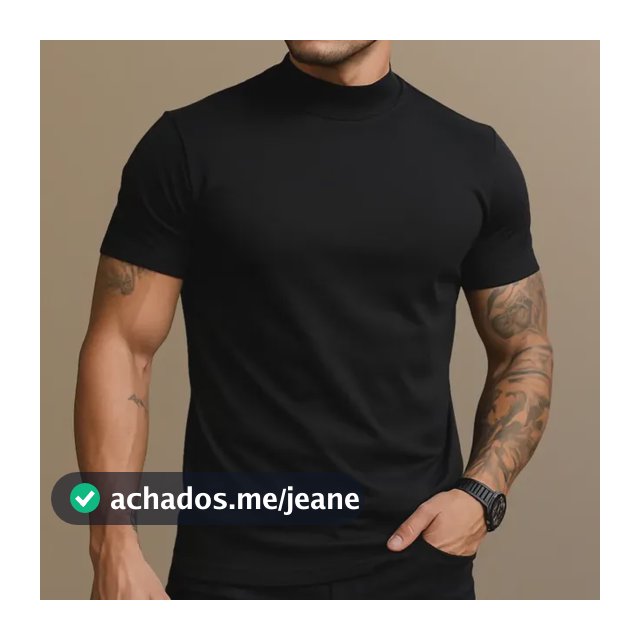 Camiseta Masculina Slim Gola Média Básica Algodão Premium
