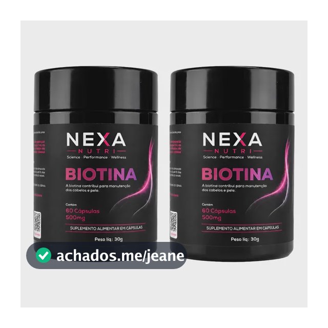 Kit 2x Biotina Nexanutri Ácido Hialurônico 120 Cápsulas Sem Sabor