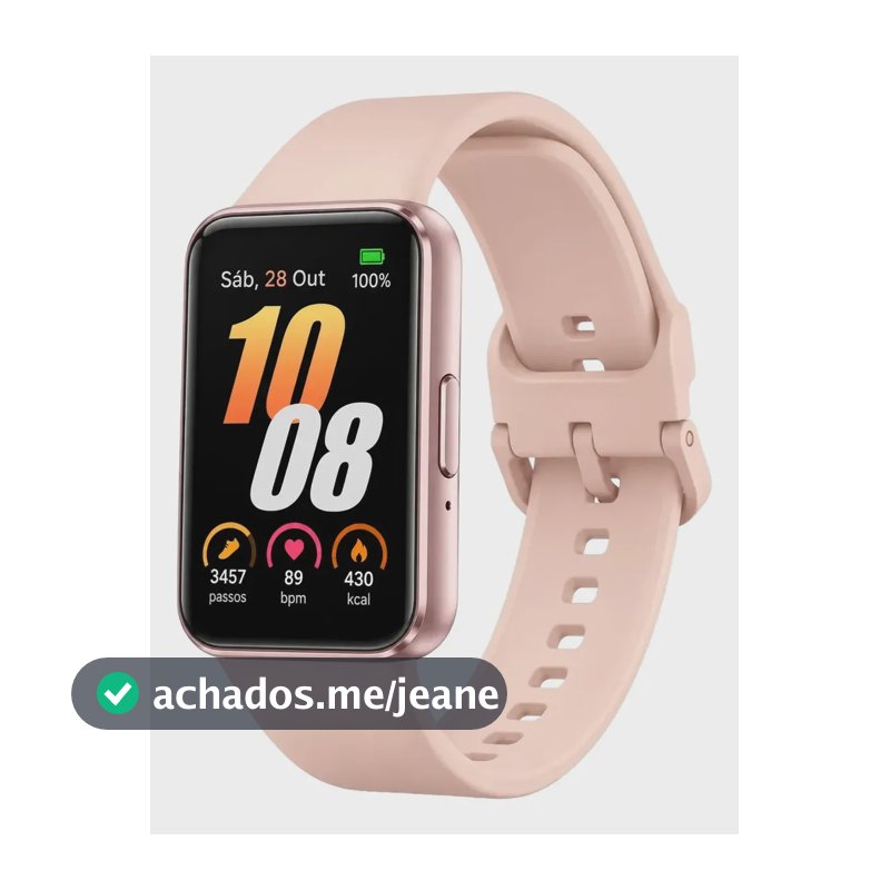 Samsung Galaxy Fit3 Rosé Smartwatch Tela Amoled 1.6 Bluetooth Monitor Cardíaco Bateria Longa Duração Resistente À Água