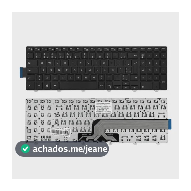 Teclado Para Notebook Dell Inspiron 15 Serie 3000 5547 Br Ç Preto Português Brasil