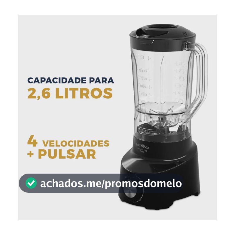 Liquidificador Britânia 2.6l Diamante 1100 Preto