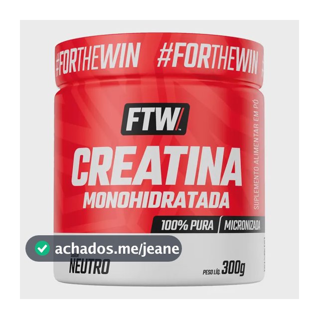 Creatina Monohidratada Pura 300g Pote Suplemento em Pó 100% - FTW
