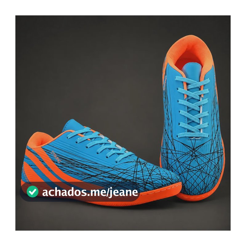 Chuteira Premium Futsal Confortavel Resistente Leve Original Azul 34 Br