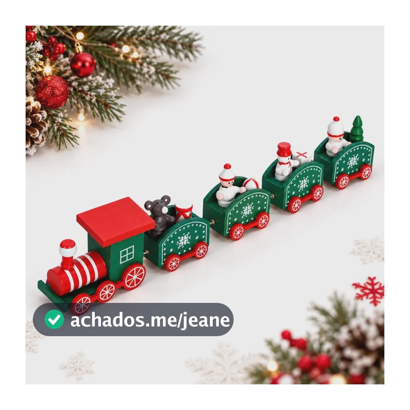 Trenzinho Enfeite De Natal Decoração Natalina Trem 5 Vagões Verde