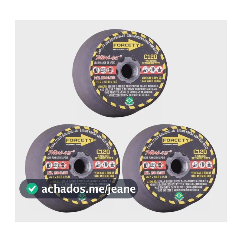 Kit 3 Disco Rebolo 3 Pol. Mármore Porcelanato Perfeito Cor Preto
