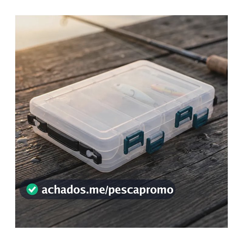 Caixa Pesca Dupla Face 12 Divisorias Organiz Iscas 27x19 Transparente