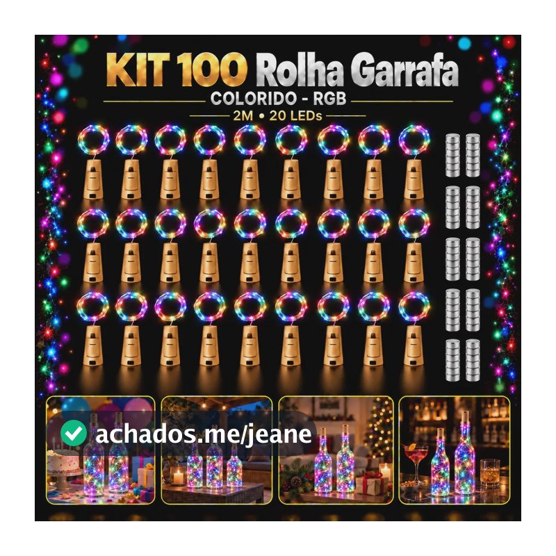 100 Rolha De Led Luz Fio Garrafa Leds Luz Fadas Colorido-rgb Colorido-rgb 5v