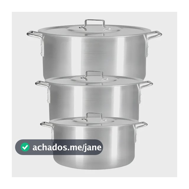 Kit 3 Panelas Feijoada Caldo Alumínio 23 cm 25 cm 27 cm