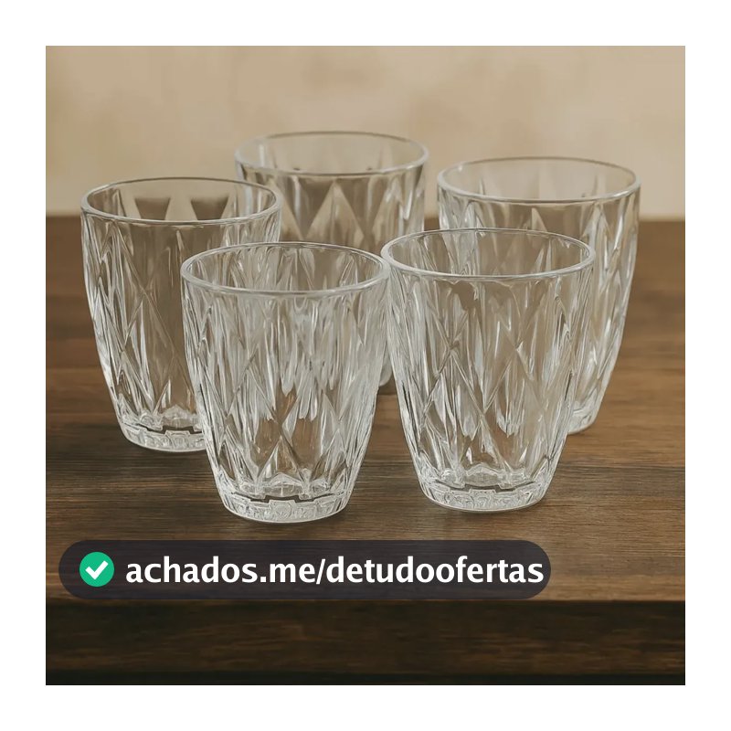 Kit 6 Copos De Vidro Resistente Para Bebidas Diamond 300ml Diamond