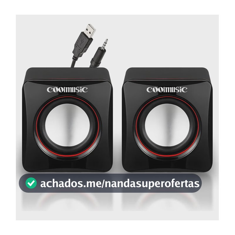 Caixa Caixinha De Som Potente Pc Notebook Subwoofer Para Computador 6w Usb P2 Alto Falante De Mesa Coolmusic