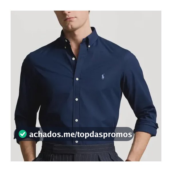 Camisa Masculina Ralph Lauren Custom Fit Azul-marinho